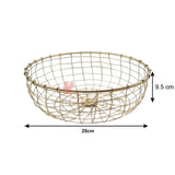 Medium Decorative Gold Metal Hamper Basket For Gifting Circle