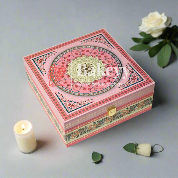 4 Jar MDF Box With Compartments | Dry Fruit Box | Return Gift Box - Bakeyy.com - India - 4 Jar MDF Box With Compartments | Dry Fruit Box | Return Gift Box - Design 4