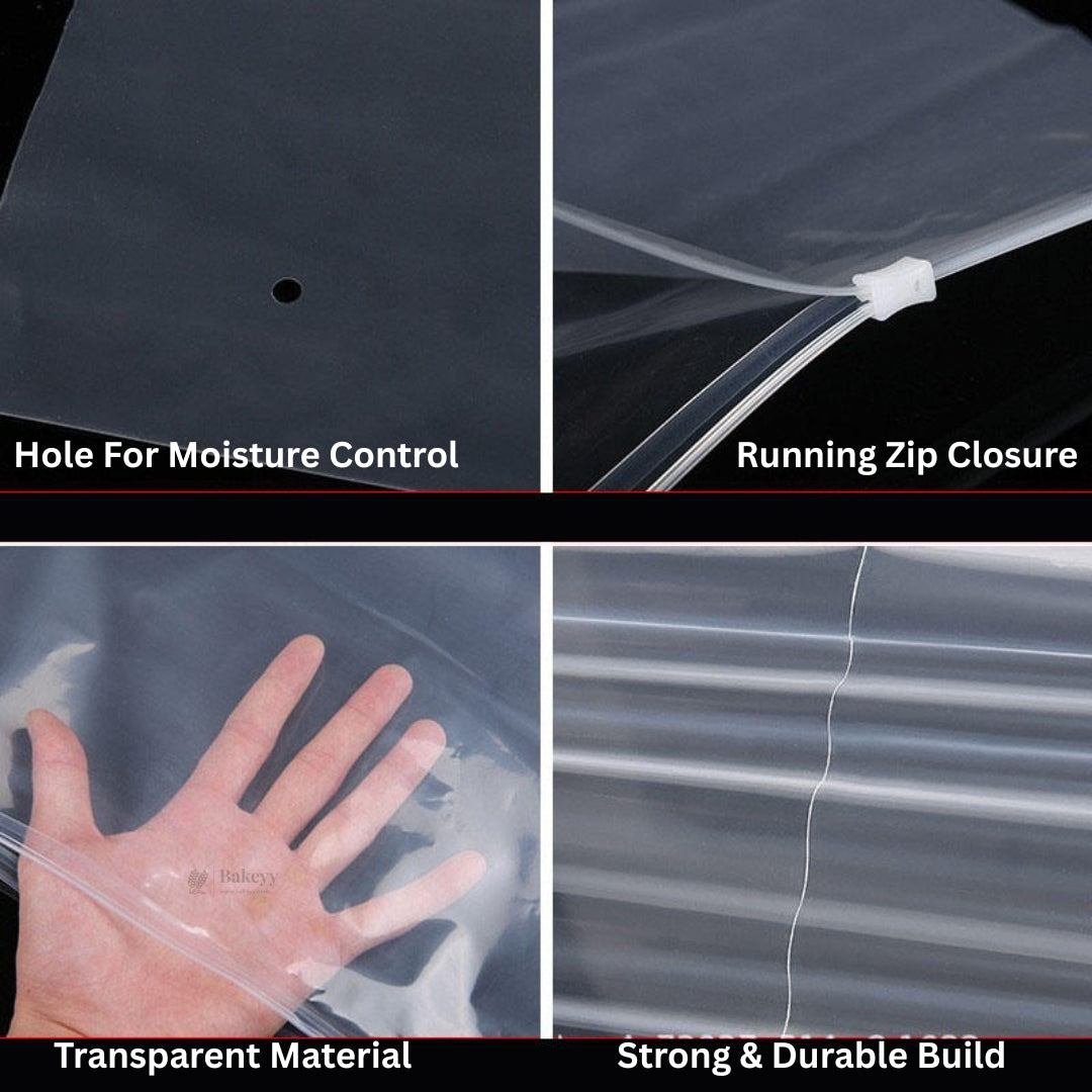 Frosted Zip Pouch with Slider Seal | Transparent Zipper Pouch | Multiple Sizes Availale | Pack of 50