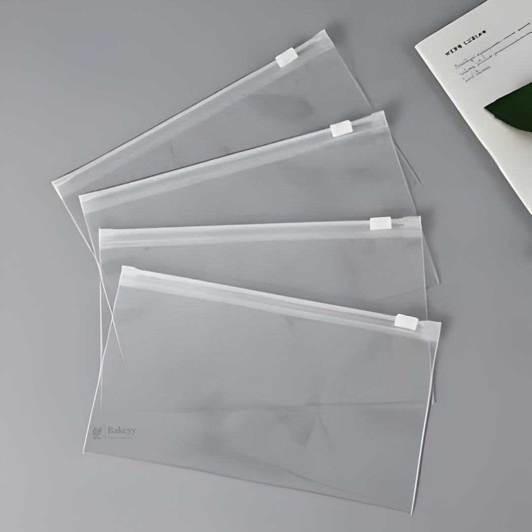 Frosted Zip Pouch with Slider Seal | Transparent Zipper Pouch | Multiple Sizes Availale | Pack of 50