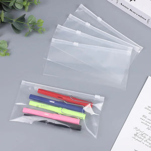 Frosted Zip Pouch with Slider Seal | Transparent Zipper Pouch | Multiple Sizes Availale | Pack of 50 - Bakeyy.com - India - Frosted Zip Pouch with Slider Seal | Transparent Zipper Pouch | Multiple Sizes Availale | Pack of 50 - 15x22 cm 250.00