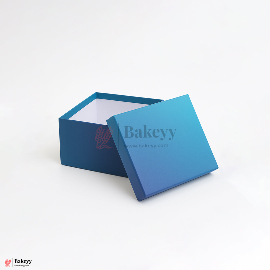 15x15x9 cm | Small Premium Dual Shade Royal Blue Glitter Finish Rigid Hamper Box| Pack Of 1