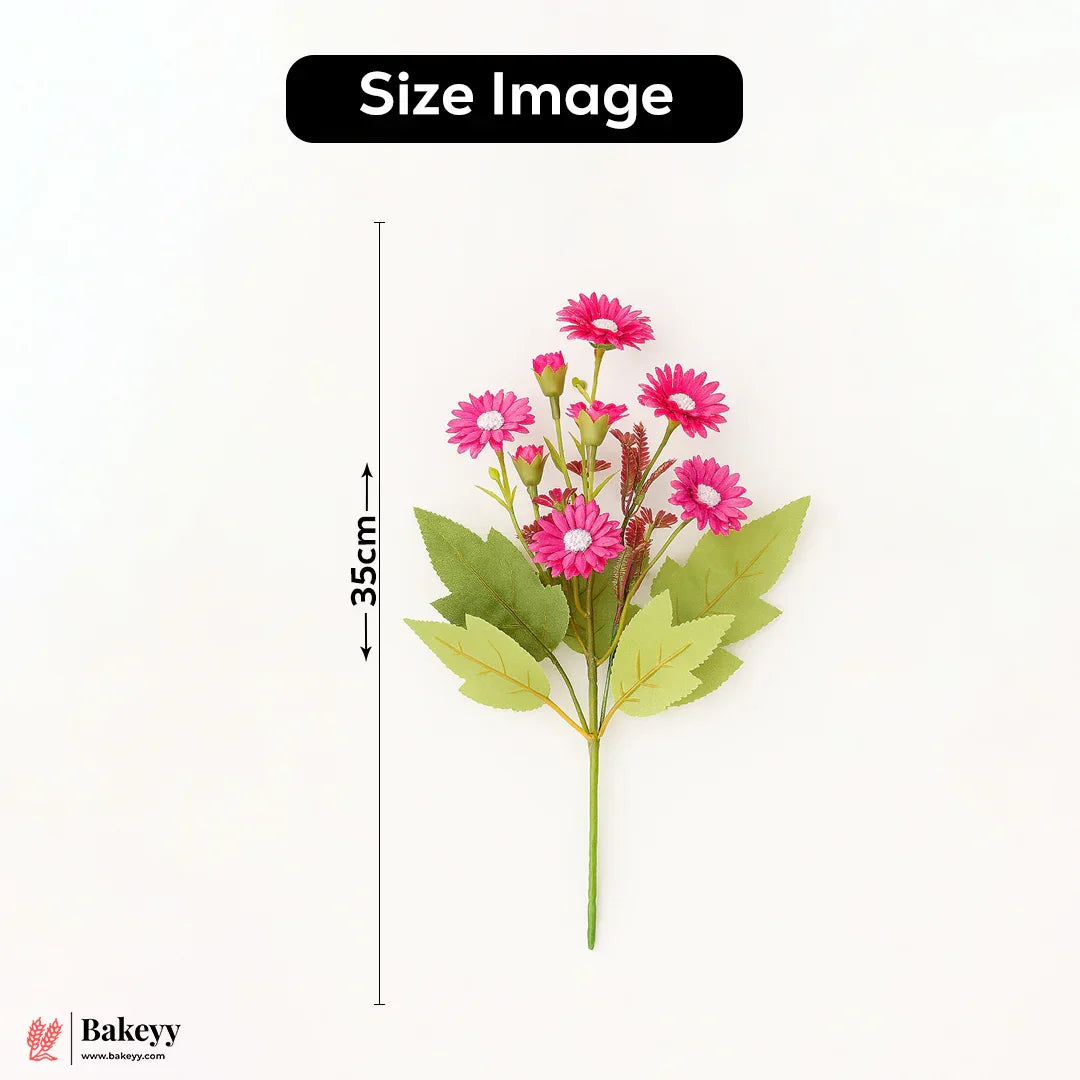 Artificial Daisies Flower Bunch – 35cm | Pink | Decorative Stick for Home & Events | Pack Of 1