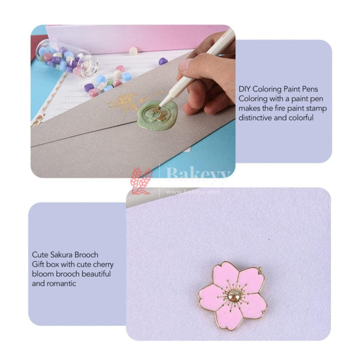 Sealing Wax Set, Wax Stamp Set with Detachable Handle Retro Iris Pattern for Parcel Envelope (Pink) - Bakeyy.com