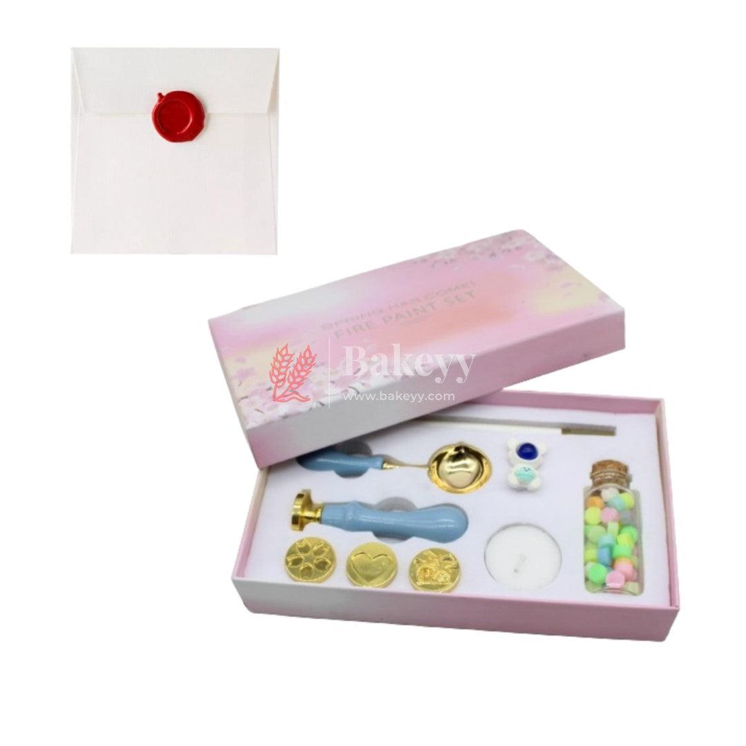 Sealing Wax Set, Wax Stamp Set with Detachable Handle Retro Iris Pattern for Parcel Envelope (Pink) - Bakeyy.com - India - Sealing Wax Set, Wax Stamp Set with Detachable Handle Retro Iris Pattern for Parcel Envelope (Pink) - Default Title