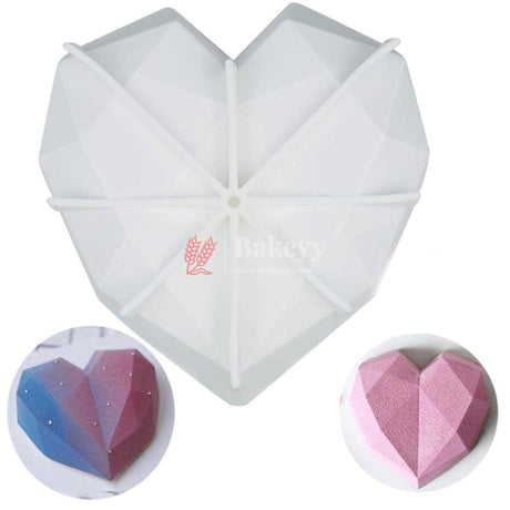 Silicon 3D Diamond Heart Entremet Cake Mould Mousse Mould - Bakeyy.com - India - Silicon 3D Diamond Heart Entremet Cake Mould Mousse Mould - Default Title