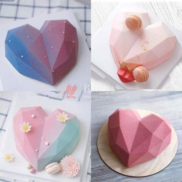 Silicon 3D Diamond Heart Entremet Cake Mould Mousse Mould - Bakeyy.com