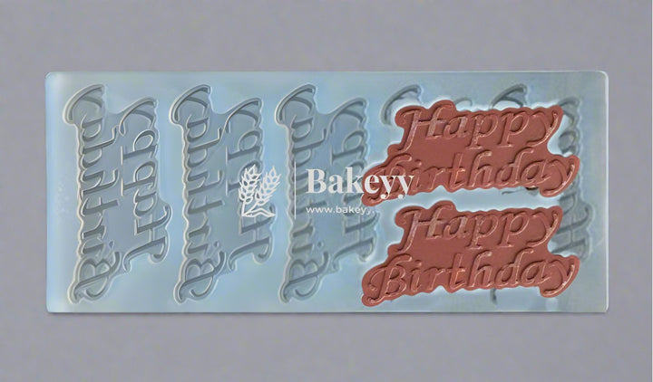 Silicon Garnishing Transfer Sheet Mould Happy Birthday Shape Design 5 in 1 - Bakeyy.com