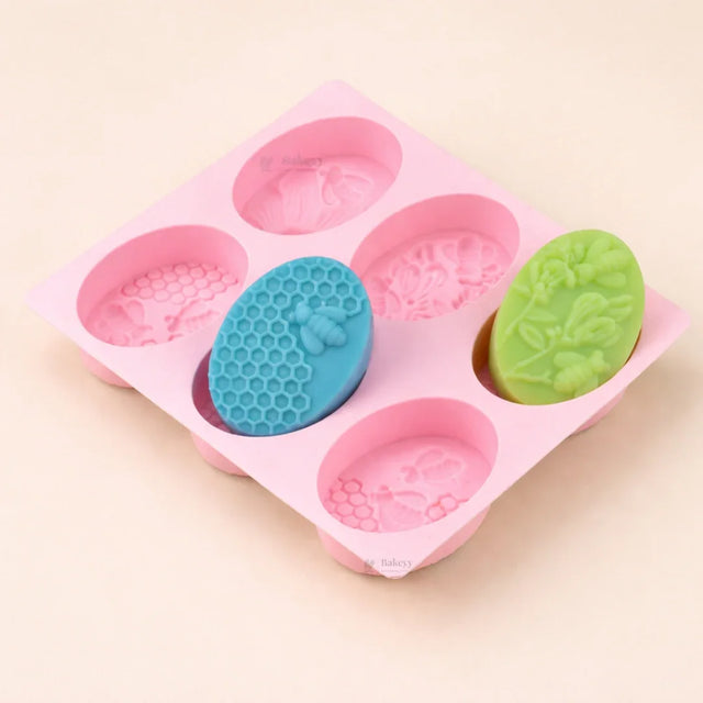 6 Cavity Bee & Honeycomb Oval Silicone Mould | Pack of 1