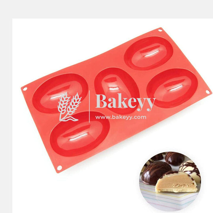 Silicone 5 Cavity Half Egg Shape Soap Mold for Soap Making Idli Truffles Chocolate - Bakeyy.com