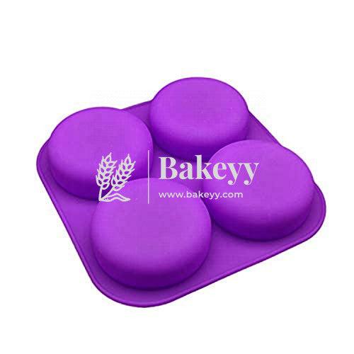 Silicone Mould 4 Cavities Plain Round Shape Mould - Bakeyy.com