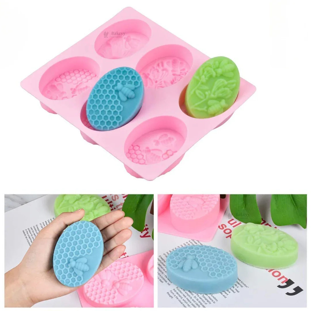 6 Cavity Bee & Honeycomb Oval Silicone Mould | Pack of 1