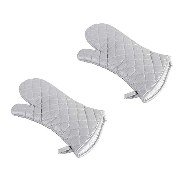 Silver Coated Cotton Fabric Heat Resistant Oven Gloves, Household Bakery Heat Resistant Microwave Oven Gloves - Bakeyy.com