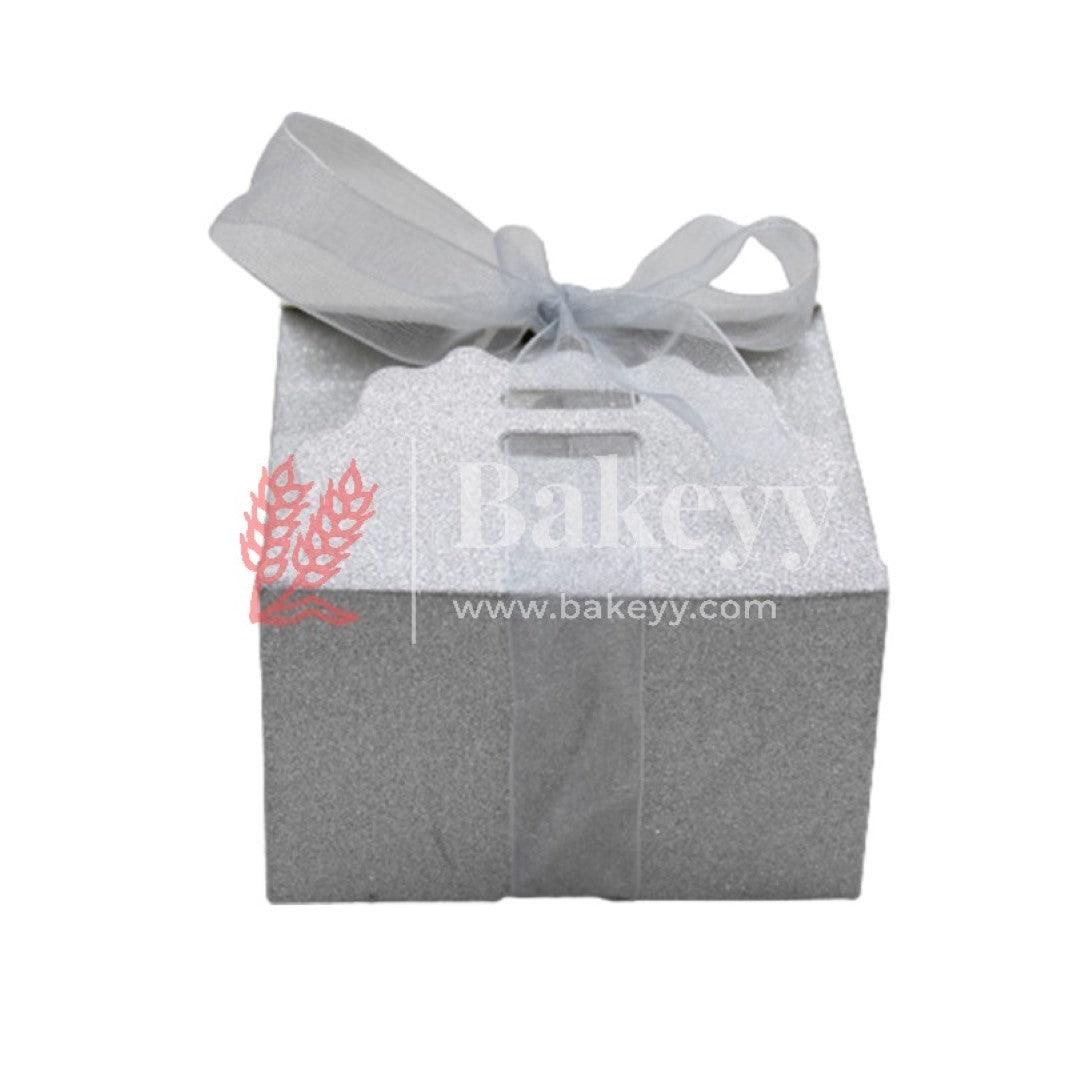 Silver Gift Box for Presents, 10 Pack Empty Kraft Gift Boxes with Ribbon For Packaging Candy, Cookie, Chocolate | Pack of 10 - Bakeyy.com - India - Silver Gift Box for Presents, 10 Pack Empty Kraft Gift Boxes with Ribbon For Packaging Candy, Cookie, Chocolate | Pack of 10 - Large (12x12x6 cm)