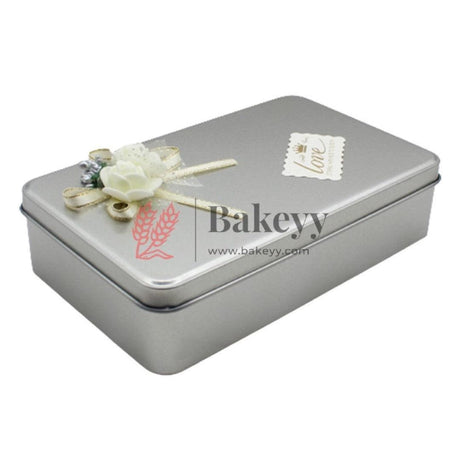 Silver Rectangle Empty Decorative Tin Box | Gift Box | Chocolate Box | Sweet Box | Jewellery Box | Luxury Box | Pack Of 2 - Bakeyy.com - India - Silver Rectangle Empty Decorative Tin Box | Gift Box | Chocolate Box | Sweet Box | Jewellery Box | Luxury Box | Pack Of 2 - Pack of 2