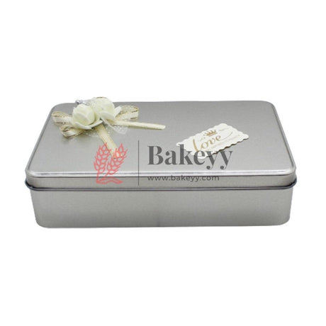 Silver Rectangle Empty Decorative Tin Box | Gift Box | Chocolate Box | Sweet Box | Jewellery Box | Luxury Box | Pack Of 2 - Bakeyy.com - India - Silver Rectangle Empty Decorative Tin Box | Gift Box | Chocolate Box | Sweet Box | Jewellery Box | Luxury Box | Pack Of 2 - Pack of 2