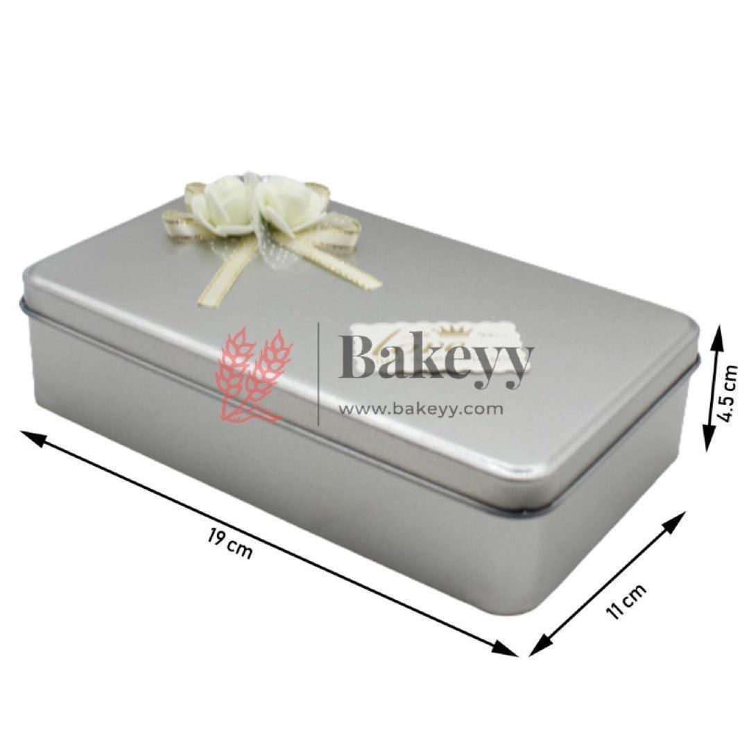 Silver Rectangle Empty Decorative Tin Box | Gift Box | Chocolate Box | Sweet Box | Jewellery Box | Luxury Box | Pack Of 2 - Bakeyy.com - India - Silver Rectangle Empty Decorative Tin Box | Gift Box | Chocolate Box | Sweet Box | Jewellery Box | Luxury Box | Pack Of 2 - Pack of 2