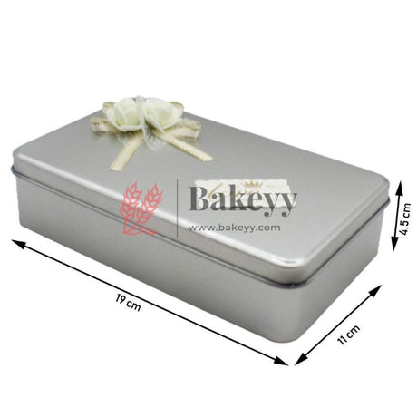 Silver Rectangle Empty Decorative Tin Box | Gift Box | Chocolate Box | Sweet Box | Jewellery Box | Luxury Box | Pack Of 2 - Bakeyy.com - India - Silver Rectangle Empty Decorative Tin Box | Gift Box | Chocolate Box | Sweet Box | Jewellery Box | Luxury Box | Pack Of 2 - Pack of 2