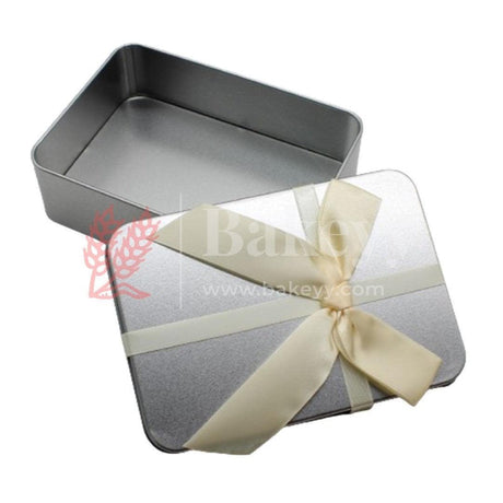 silver Rectangle Empty Decorative Tin Box | Gift Box | Chocolate Box | Sweet Box | Jewellery Box | Luxury Box | Pack of 5 - Bakeyy.com - India - silver Rectangle Empty Decorative Tin Box | Gift Box | Chocolate Box | Sweet Box | Jewellery Box | Luxury Box | Pack of 5 - Pack of 5