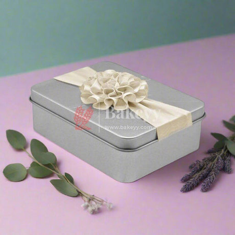 Silver Rectangle Empty Decorative Tin Box | Gift Box | Chocolate Box | Sweet Box | Jewellery Box | Luxury Box | Pack of 10 | - Bakeyy.com - India - Silver Rectangle Empty Decorative Tin Box | Gift Box | Chocolate Box | Sweet Box | Jewellery Box | Luxury Box | Pack of 10 | - Default Title