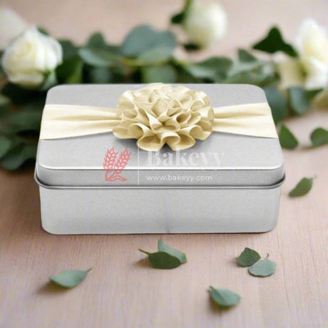 Silver Rectangle Empty Decorative Tin Box | Gift Box | Chocolate Box | Sweet Box | Jewellery Box | Luxury Box | Pack of 10 | - Bakeyy.com - India - Silver Rectangle Empty Decorative Tin Box | Gift Box | Chocolate Box | Sweet Box | Jewellery Box | Luxury Box | Pack of 10 | - Default Title