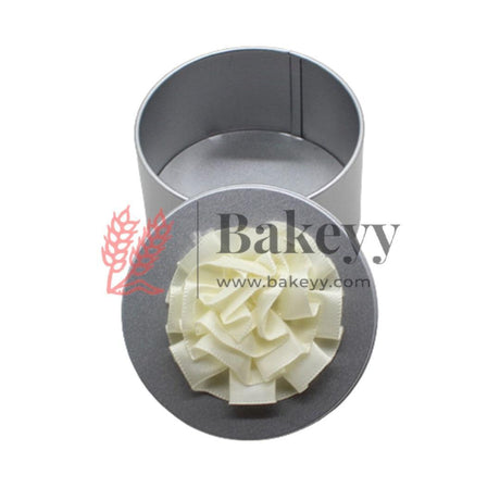 Silver Round Empty Decorative Tin Box | Gift Box | Chocolate Box | Sweet Box | Jewellery Box | Luxury Box - Bakeyy.com - India - Silver Round Empty Decorative Tin Box | Gift Box | Chocolate Box | Sweet Box | Jewellery Box | Luxury Box - Default Title