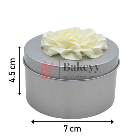 Silver Round Empty Decorative Tin Box | Gift Box | Chocolate Box | Sweet Box | Jewellery Box | Luxury Box - Bakeyy.com - India - Silver Round Empty Decorative Tin Box | Gift Box | Chocolate Box | Sweet Box | Jewellery Box | Luxury Box - Default Title