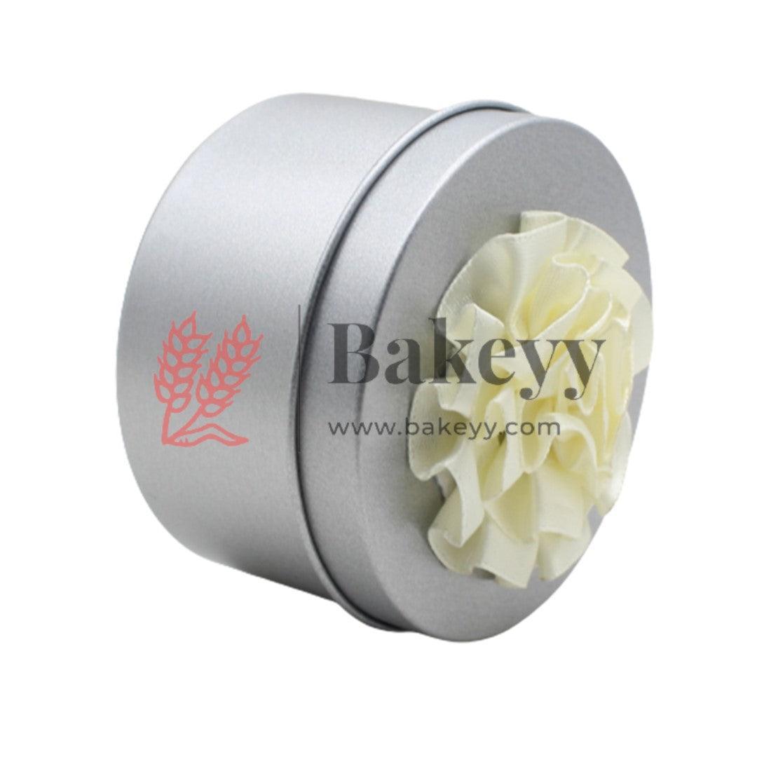 Silver Round Empty Decorative Tin Box | Gift Box | Chocolate Box | Sweet Box | Jewellery Box | Luxury Box - Bakeyy.com - India - Silver Round Empty Decorative Tin Box | Gift Box | Chocolate Box | Sweet Box | Jewellery Box | Luxury Box - Default Title