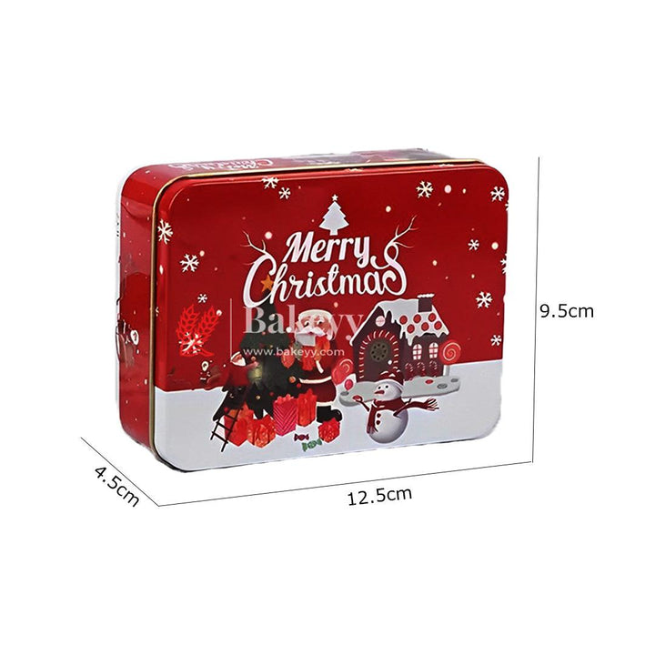 Red with Santa & Gingerbread House | Elegant Christmas Decorative Tin Box | Gift Box | Chocolate Box | Cookie Box | Luxury Box | Pack of 6 | - Bakeyy.com - India - Red with Santa & Gingerbread House | Elegant Christmas Decorative Tin Box | Gift Box | Chocolate Box | Cookie Box | Luxury Box | Pack of 6 | - Default Title