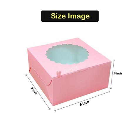 8x8x5 inch Pink Cake Box With Window | Birthday Cake boxes | Pack Of 50 | - Bakeyy.com - India - 8x8x5 inch Pink Cake Box With Window | Birthday Cake boxes | Pack Of 50 | - Default Title