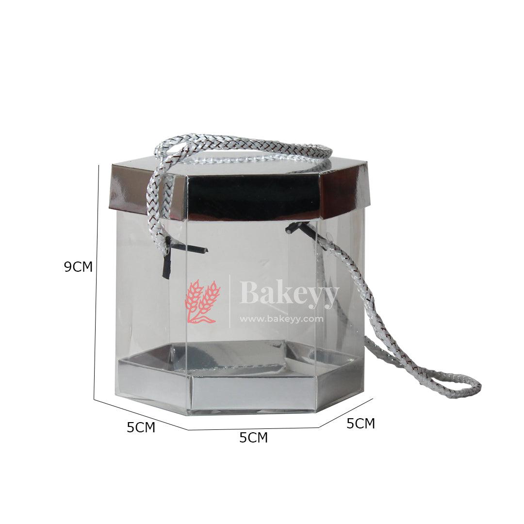 PVC Transparent Gift Box |Hexagon| Pack of 10 || Elegant Packaging Solution for Special Occasions - Bakeyy.com - India - PVC Transparent Gift Box |Hexagon| Pack of 10 || Elegant Packaging Solution for Special Occasions - Silver