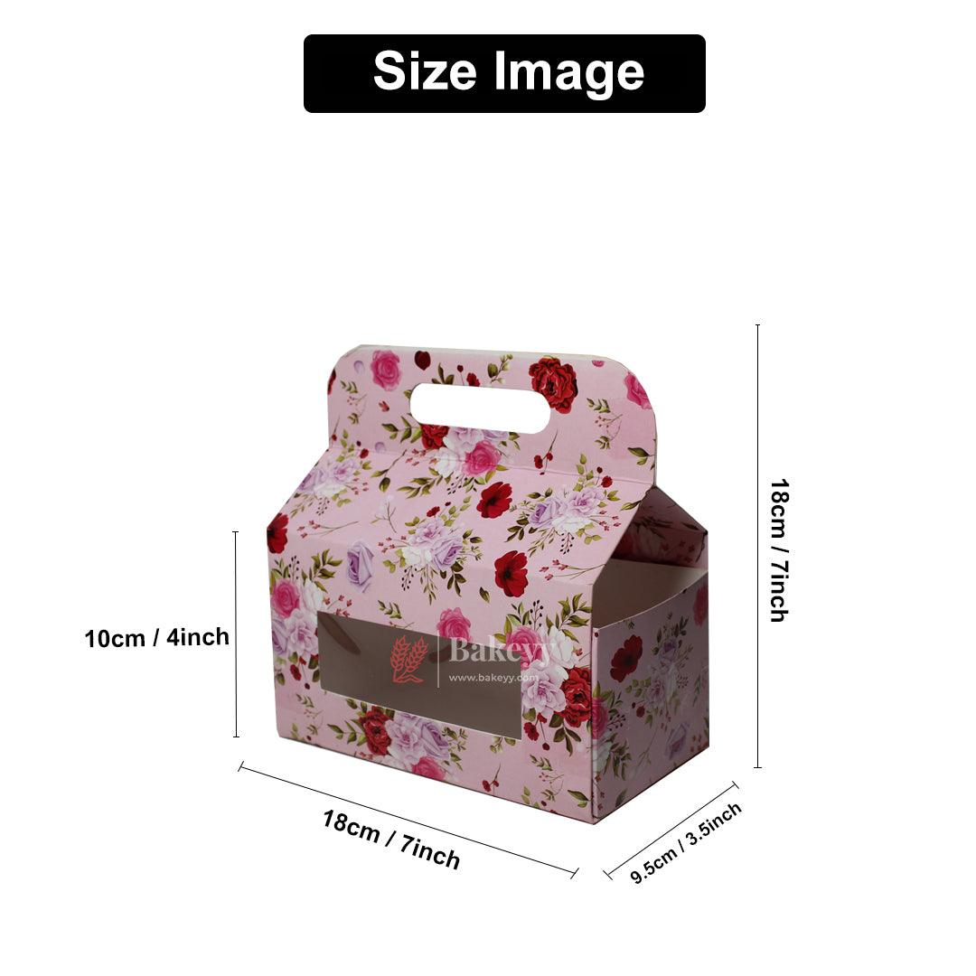 7x3.5x7 Inch | Hamper Box with Handle | Pack of 10 | Floral Treat Carry Box with Window |Perfect for Gifting and Valentine’s Day | - Bakeyy.com - India - 7x3.5x7 Inch | Hamper Box with Handle | Pack of 10 | Floral Treat Carry Box with Window |Perfect for Gifting and Valentine’s Day | - Default Title