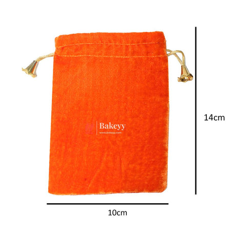 10x14 cm | Velvet Drawstring Potli Bag | Orange Colour | Pack of 10 | Luxurious Gift & Storage Pouch | - Bakeyy.com - India - 10x14 cm | Velvet Drawstring Potli Bag | Orange Colour | Pack of 10 | Luxurious Gift & Storage Pouch | - Default Title