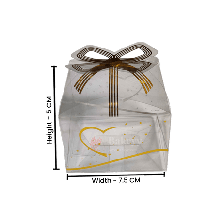 Bow with Heart Square Box | Chocolate PVC Box | Pack of 10 - Bakeyy.com - India - Bow with Heart Square Box | Chocolate PVC Box | Pack of 10 - Gold