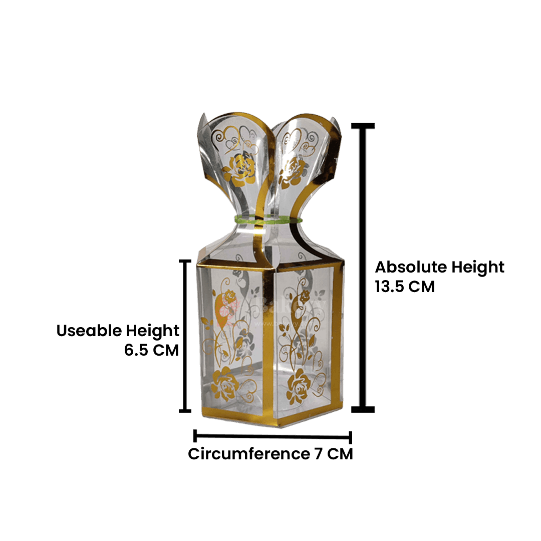 Gold Flower Design | PVC Goodie Box | Pack of 10 - Bakeyy.com - India - Gold Flower Design | PVC Goodie Box | Pack of 10 - Default Title