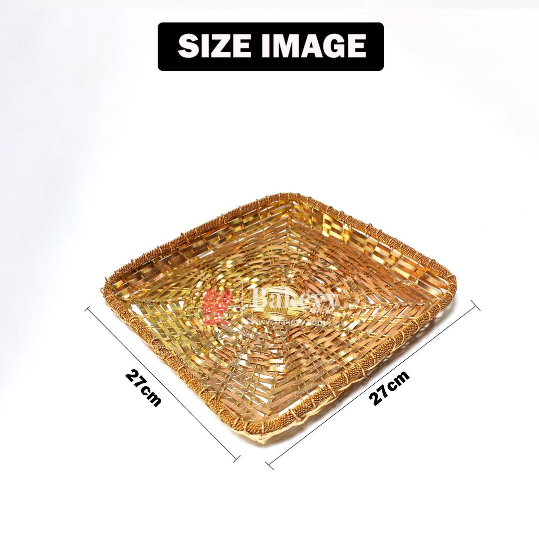 Luxury Gold-Plated Square Dry Fruit Tray with 4 Serving Bowls