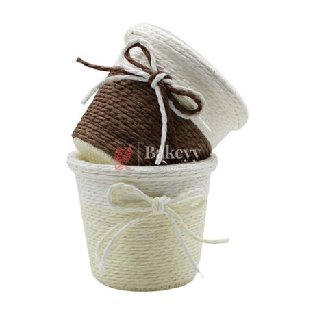 Small Basket Without Organza Net for Party Decorations, Baby Shower Favors, Gift Boxes with Sheer Drawstring Bags - Bakeyy.com - India - Small Basket Without Organza Net for Party Decorations, Baby Shower Favors, Gift Boxes with Sheer Drawstring Bags - Cream