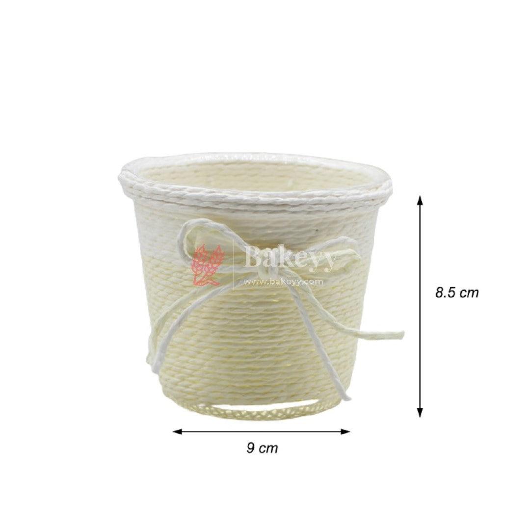 Small Basket Without Organza Net for Party Decorations, Baby Shower Favors, Gift Boxes with Sheer Drawstring Bags - Bakeyy.com - India - Small Basket Without Organza Net for Party Decorations, Baby Shower Favors, Gift Boxes with Sheer Drawstring Bags - Cream