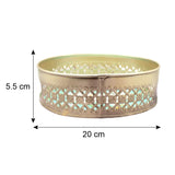 Small Decorative Round Gold Metal Hamper Basket For Gifting | With Designs | Small - Bakeyy.com - India - Small Decorative Round Gold Metal Hamper Basket For Gifting | With Designs | Small - Default Title