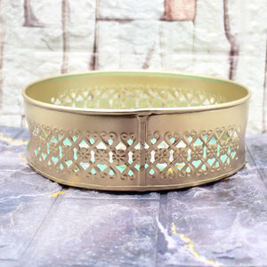 small-decorative-round-gold-metal-hamper-basket-for-gifting-or-with-designs-or-small-bakeyy-com-5 - Bakeyy.com