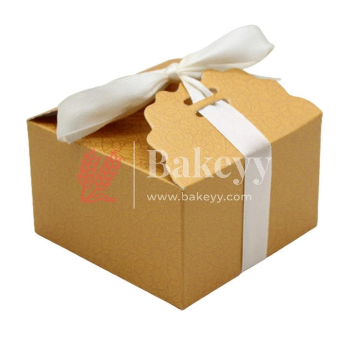 Small Gift Box, Cute Kraft Paper Gift Boxes with Brown Ribbon, Wedding Favour Boxes, Kraft Brown Gift Box for Party, Wedding, Gifts | Pack Of 10 - Bakeyy.com