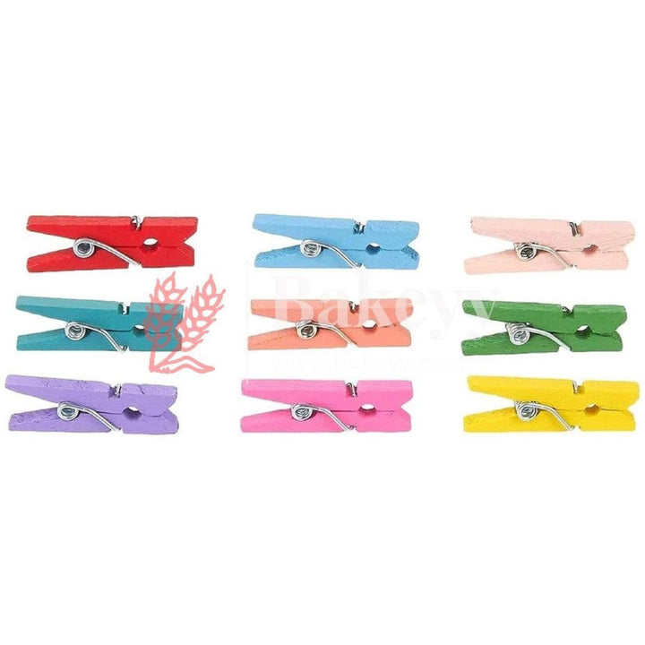 Small Mixed Colour Pegs for Photo Wall Home School Wedding Decoration, Clips Photo Pegs | Pack of 50 - Bakeyy.com