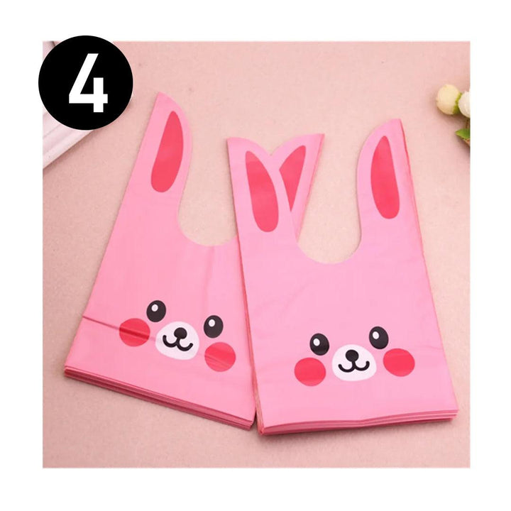 Small Rabbit Ear Candy Gift Bags Cute Plastic Bunny Goodie Bags Candy Bags for Kids Bunny Party Favors | Small | Pack of 50 - Bakeyy.com