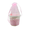 Small Round Basket With Organza Net for Party Decorations, Baby Shower Favors, Gift Boxes with Sheer Drawstring Bags - Bakeyy.com - India - Small Round Basket With Organza Net for Party Decorations, Baby Shower Favors, Gift Boxes with Sheer Drawstring Bags - Pink