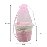 Small Round Basket With Organza Net for Party Decorations, Baby Shower Favors, Gift Boxes with Sheer Drawstring Bags - Bakeyy.com - India - Small Round Basket With Organza Net for Party Decorations, Baby Shower Favors, Gift Boxes with Sheer Drawstring Bags - Red