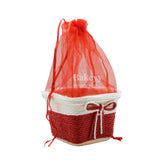 Small Square Basket With Organza Net for Party Decorations, Baby Shower Favors, Gift Boxes with Sheer Drawstring Bags - Bakeyy.com - India - Small Square Basket With Organza Net for Party Decorations, Baby Shower Favors, Gift Boxes with Sheer Drawstring Bags - Red