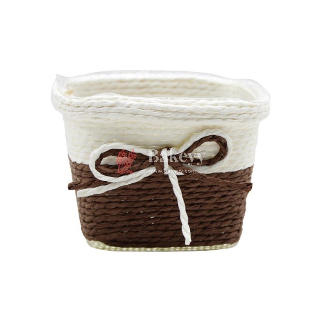 Small Square Basket Without Organza Net for Party Decorations, Baby Shower Favors, Gift Boxes with Sheer Drawstring Bags - Bakeyy.com - India - Small Square Basket Without Organza Net for Party Decorations, Baby Shower Favors, Gift Boxes with Sheer Drawstring Bags - Brown