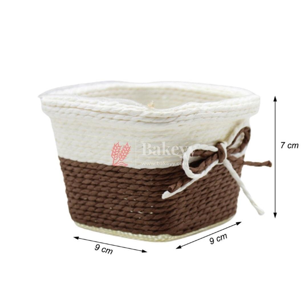 Small Square Basket Without Organza Net for Party Decorations, Baby Shower Favors, Gift Boxes with Sheer Drawstring Bags - Bakeyy.com - India - Small Square Basket Without Organza Net for Party Decorations, Baby Shower Favors, Gift Boxes with Sheer Drawstring Bags - Light brown