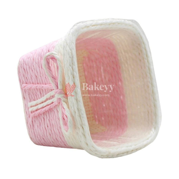 Small Square Basket Without Organza Net for Party Decorations, Baby Shower Favors, Gift Boxes with Sheer Drawstring Bags - Bakeyy.com