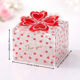 Clear plastic gift box with red heart pattern and 'For you' text, ideal for bakery packaging from Bakeyy.com
